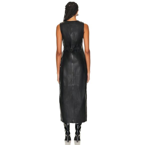 Frame Leather Vest midi dress black M - Picture 3 of 8